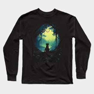 Cat In Enchanted Forest Long Sleeve T-Shirt
